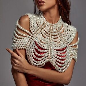 Elegant Pearl Beaded Capelet
